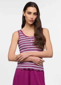 Top Fitted in costina stretch donna