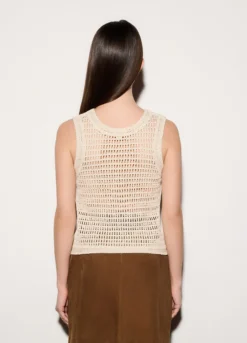 Top girocollo crochet donna
