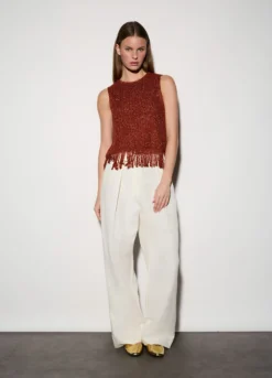 Top girocollo in maglia donna