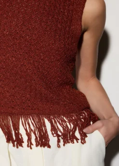 Top girocollo in maglia donna