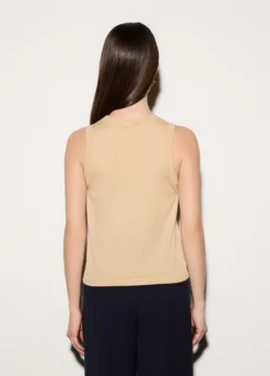 Top girocollo in maglia rasata donna