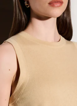 Top girocollo in maglia rasata donna