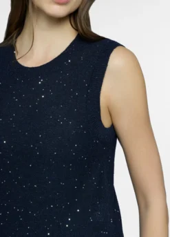 Top girocollo in maglia rasata donna