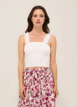 Top in misto cotone voile donna