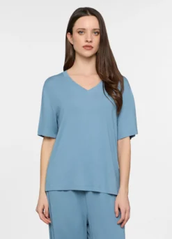Top pigiama con scollo a V stretch donna