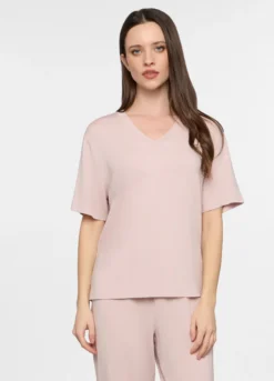 Top pigiama con scollo a V stretch donna