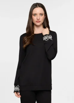 Top pigiama girocollo in jersey donna