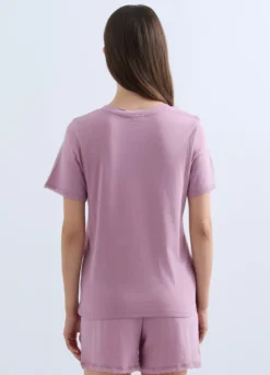 Top pigiama in costina di puro cotone donna