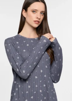 Top pigiama in costina stretch donna