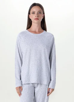 Top pigiama in cotone a maniche lunghe donna