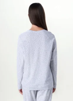 Top pigiama in cotone a maniche lunghe donna