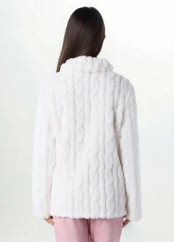 Top pigiama in fake fur a collo alto donna