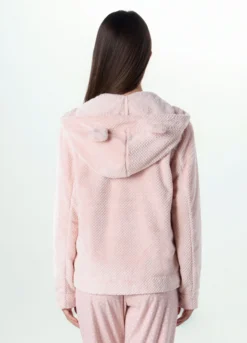 Top pigiama in fake fur con cappuccio donna
