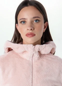 Top pigiama in fake fur con cappuccio donna