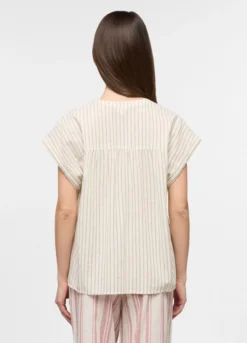 Top pigiama in popeline misto lino donna