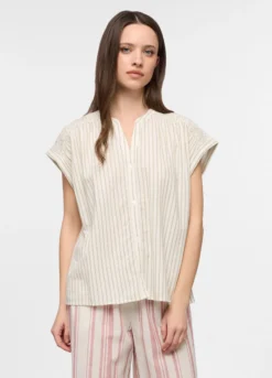 Top pigiama in popeline misto lino donna