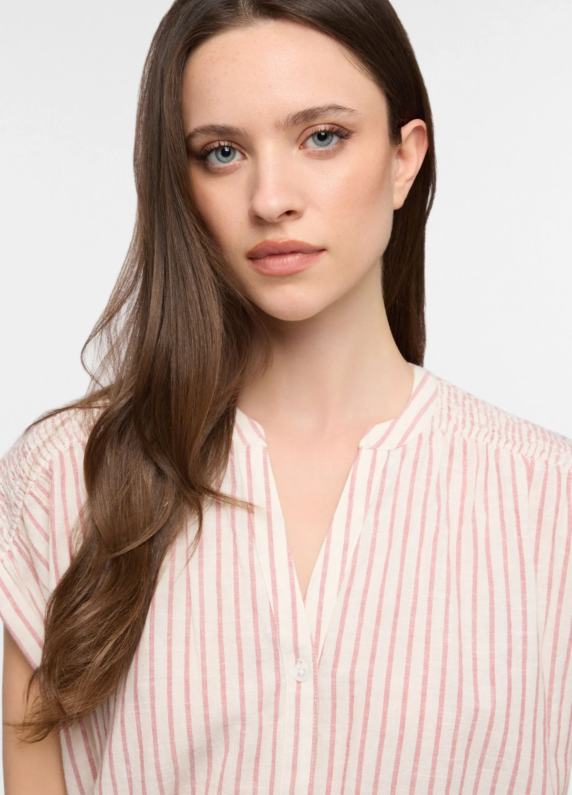 Top pigiama in popeline misto lino donna