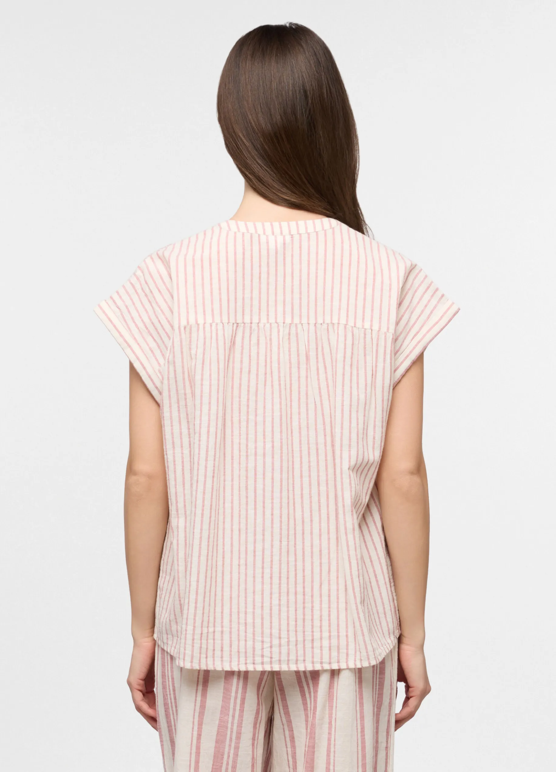 Top pigiama in popeline misto lino donna