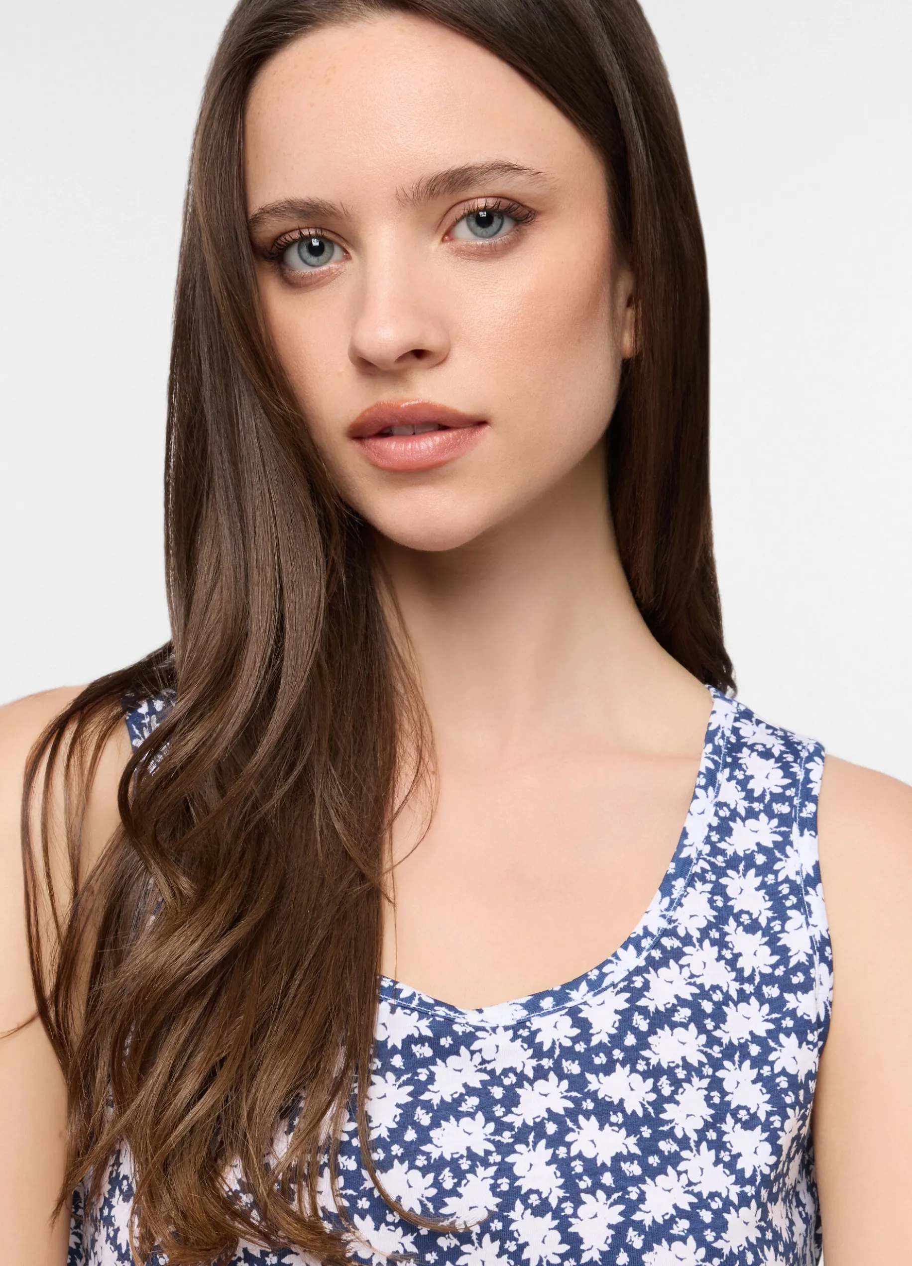 Top pigiama smanicato in puro cotone donna