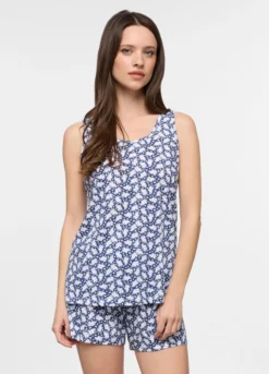 Top pigiama smanicato in puro cotone donna