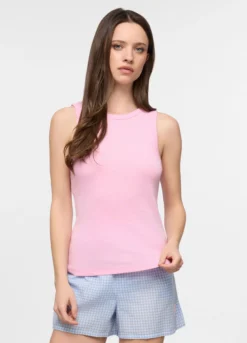 Top pigiama smanicato in puro cotone donna