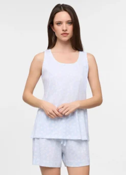 Top pigiama smanicato in puro cotone donna