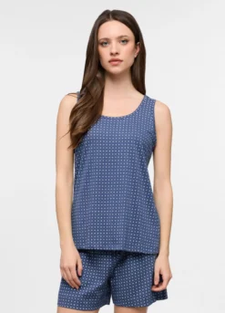 Top pigiama smanicato in puro cotone donna