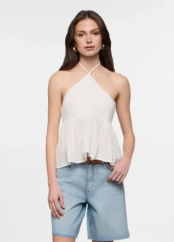 Top slim fit in cotone e filo lurex donna