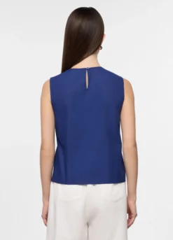 Top smanicato a girocollo in puro cotone sangallo donna