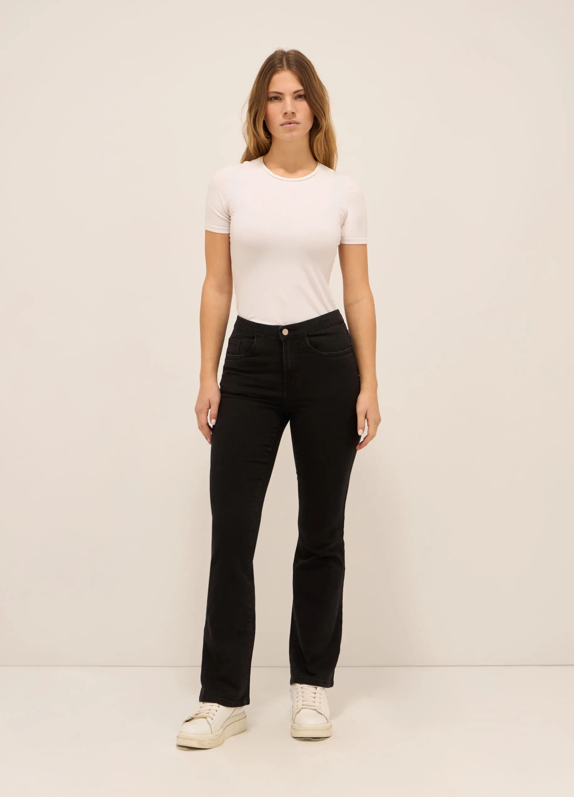 Treggings fit flare in denim stretch donna