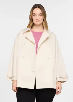 Trench corto doppiopetto con collo revers donna curvy