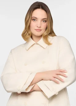 Trench corto doppiopetto con collo revers donna curvy