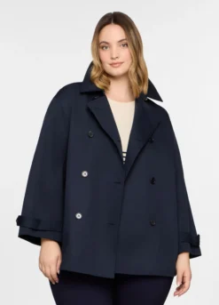 Trench corto doppiopetto con collo revers donna curvy