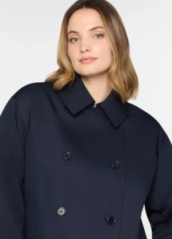 Trench corto doppiopetto con collo revers donna curvy