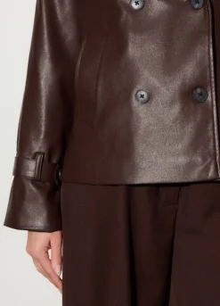 Trench doppiopetto in eco pelle donna