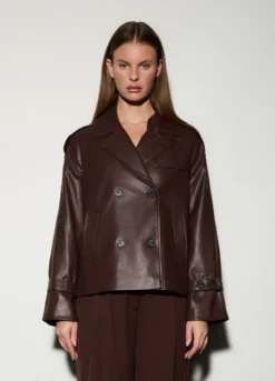 Trench doppiopetto in eco pelle donna