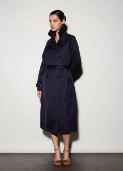 Trench lungo doppiopetto donna