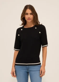 Tricot misto viscosa a maniche corte donna