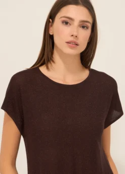 Tricot misto viscosa a maniche corte donna