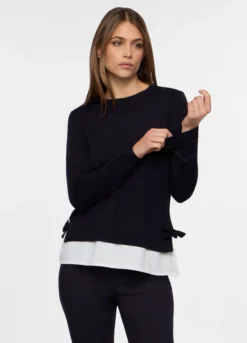 Tricot misto viscosa con inserto donna