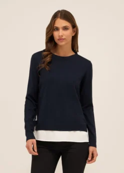 Tricot misto viscosa con inserto donna
