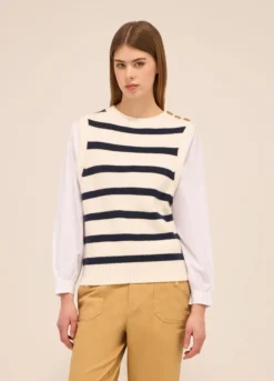 Tricot smanicato in misto viscosa donna