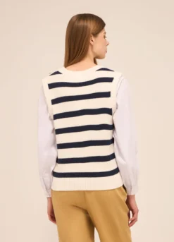 Tricot smanicato in misto viscosa donna