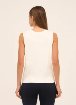 Tricot smanicato in misto viscosa donna