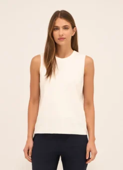Tricot smanicato in misto viscosa donna