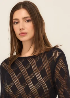 Tricot traforato in misto cotone donna