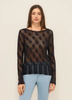 Tricot traforato in misto cotone donna