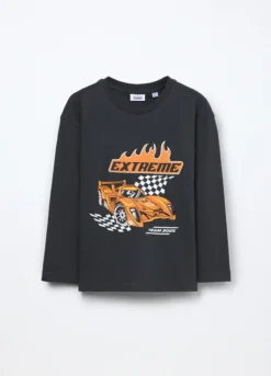 T-shirt a maniche lunghe in puro cotone jersey bambino