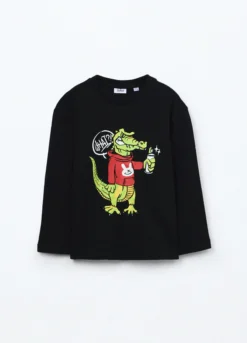 T-shirt a maniche lunghe in puro cotone jersey bambino