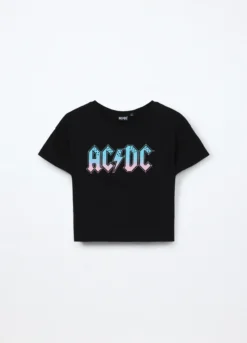 T-shirt AC/DC in jersey di puro cotone ragazza